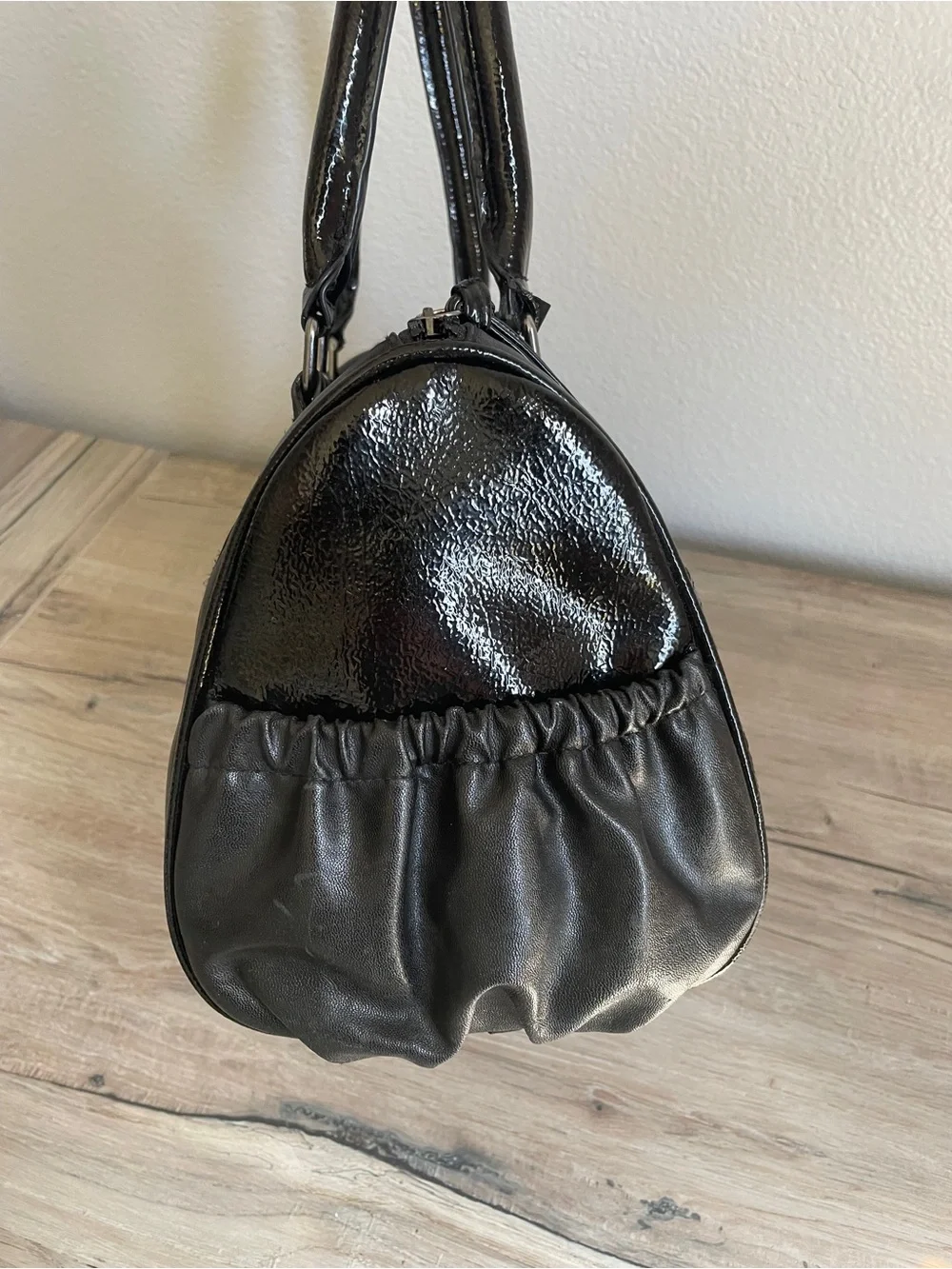 Vintage Y2K RARE FOX Racing Black Handbag  satchel Purse with Pink Logo Ribbon